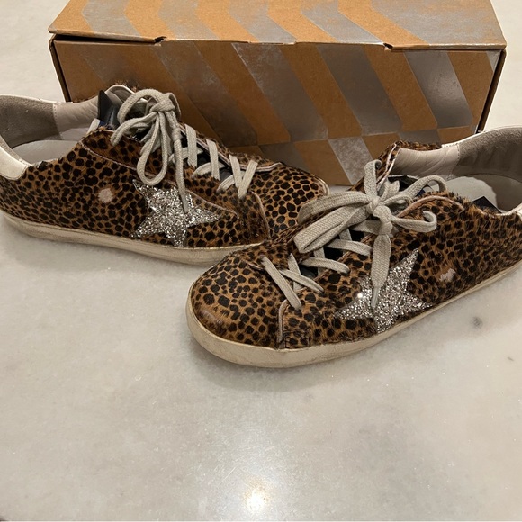 Golden Goose Shoes - Golden Goose Superstar Glittered Leopard Sneakers Size 37